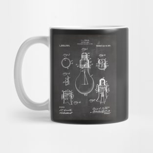 Electric Lamp Patent - Housewarming Home Hallway Art - Black Chalkboard Mug